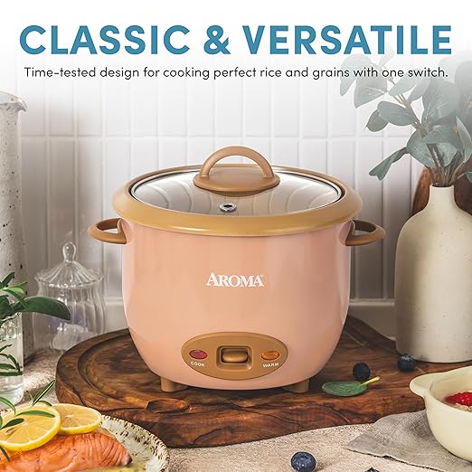 AROMA® 6-Cup (Cooked) One-Touch Pot Style Rice Cooker with CoreCoat™ PFAS-Free Nonstick Ceramic Surface (1.5 Quarts)