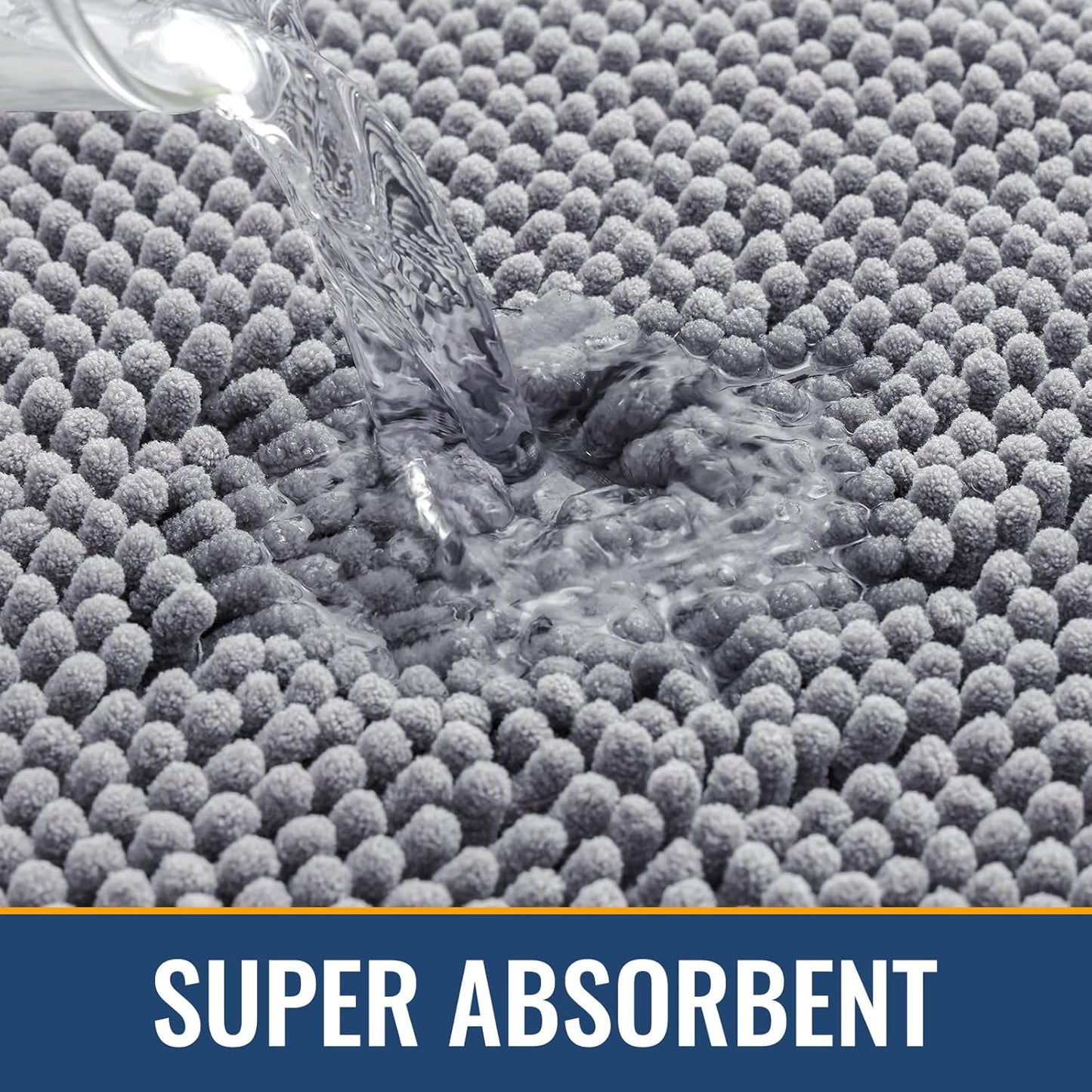 Arotive Bathroom Rugs 59x24, Extra Soft Absorbent Shaggy Chenille Bath Rugs, Machine Washable Rubber Backing Non-Slip Bath Mats for Bathroom Floor Tub and Shower, Home Decor Accessories, Grey