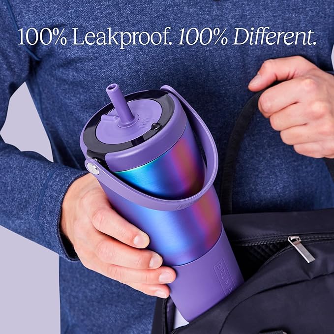 BrüMate Resa 35oz 100% Leakproof Travel Tumbler w/Handle & Straw | Flexible SoftSip Straw | Silicone Sleeve for Durability | Stainless Steel | Cup Holder & Travel Friendly Water Bottle (Neon Pink)