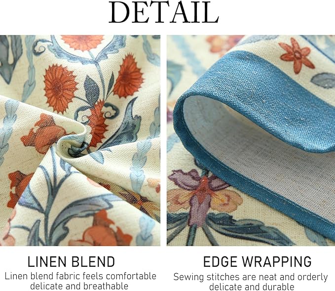 ISAENNE Designer Linen Elegant Small Rectangular Tablecloth,Colorful Floral Bohemian Table Cloth,Wrinkle Resistant Decor Tablecloths for Dining Thanksgiving Kitchen,55"*71"-Floralsea A