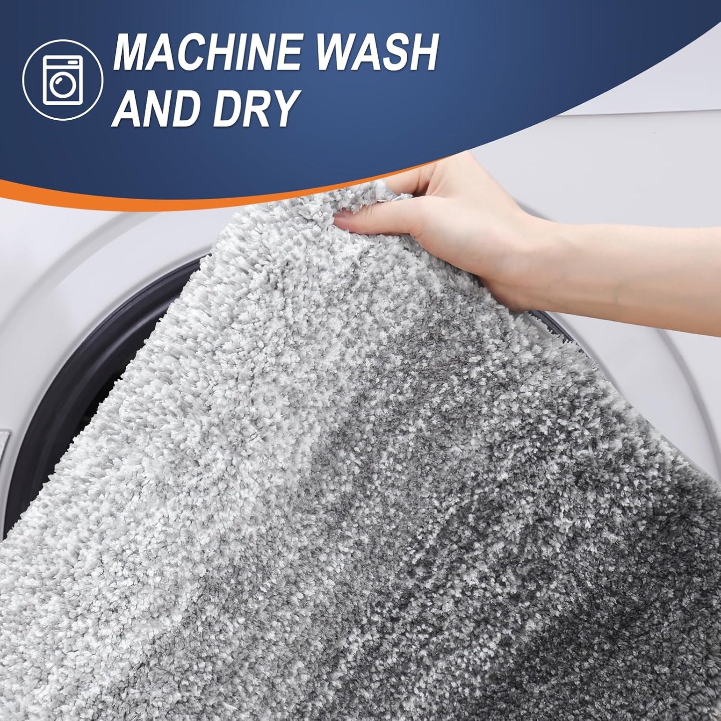 OLANLY Bathroom Rug Mat 47x20, Extra Soft and Absorbent Microfiber Bath Rugs, Non-Slip Plush Shaggy Bath Carpet Runner, Machine Wash Dry, Bath Mats for Bathroom Floor, Tub and Shower, Grey
