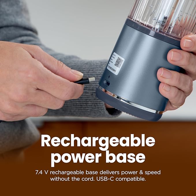 Ninja BC151NV Blast Portable Blender, Cordless, 18oz. Vessel, Personal Blender-for Shakes & Smoothies, BPA Free, Leakproof-Lid & Sip Spout, USB-C Rechargeable, Dishwasher Safe Parts, Denim Blue