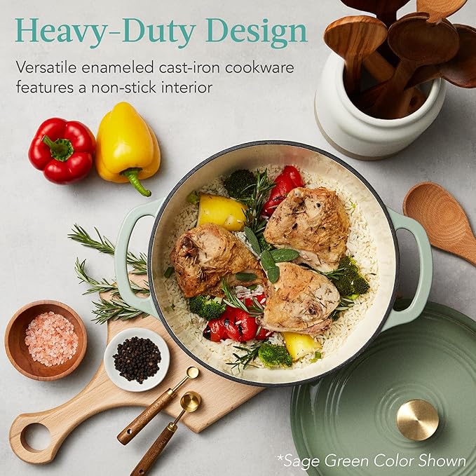 Best Choice Products 7.5 Quart Enamel Cast-Iron Round Dutch Oven, Family Style Heavy-Duty Pre-Seasoned Cookware for Home, Kitchen, Dining Room, Oven Safe w/Lid, Dual Handles - Graphite Gray