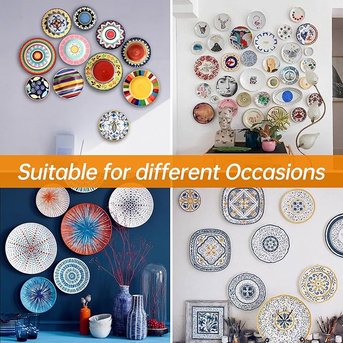 Bilillo 3 Pack Plate Hangers for The Wall, Suitable for 8''-10'' Decorative Plate,Invisible Heavy Duty Wire Plate Holder with Wall Hooks, Plate Hangers for Displaying Plates, Platter, Dish (Black)