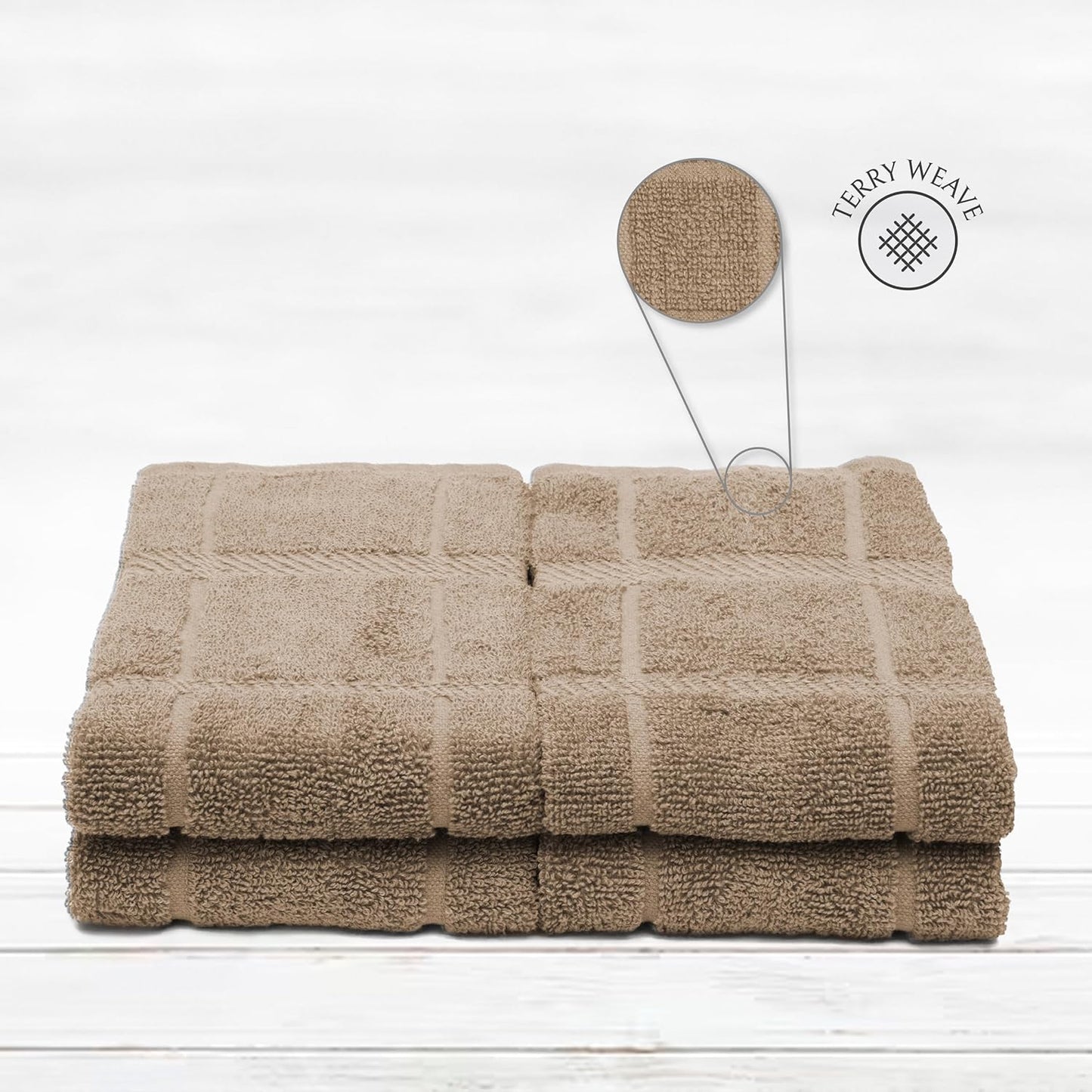 100% Cotton Terry Dish Towels, 4 Pack Plain, 16 x26 Inches, Super Soft and Absorbent Kitchen Towels, Perfect for Kitchen Cleaning and Dish Washing | Tan