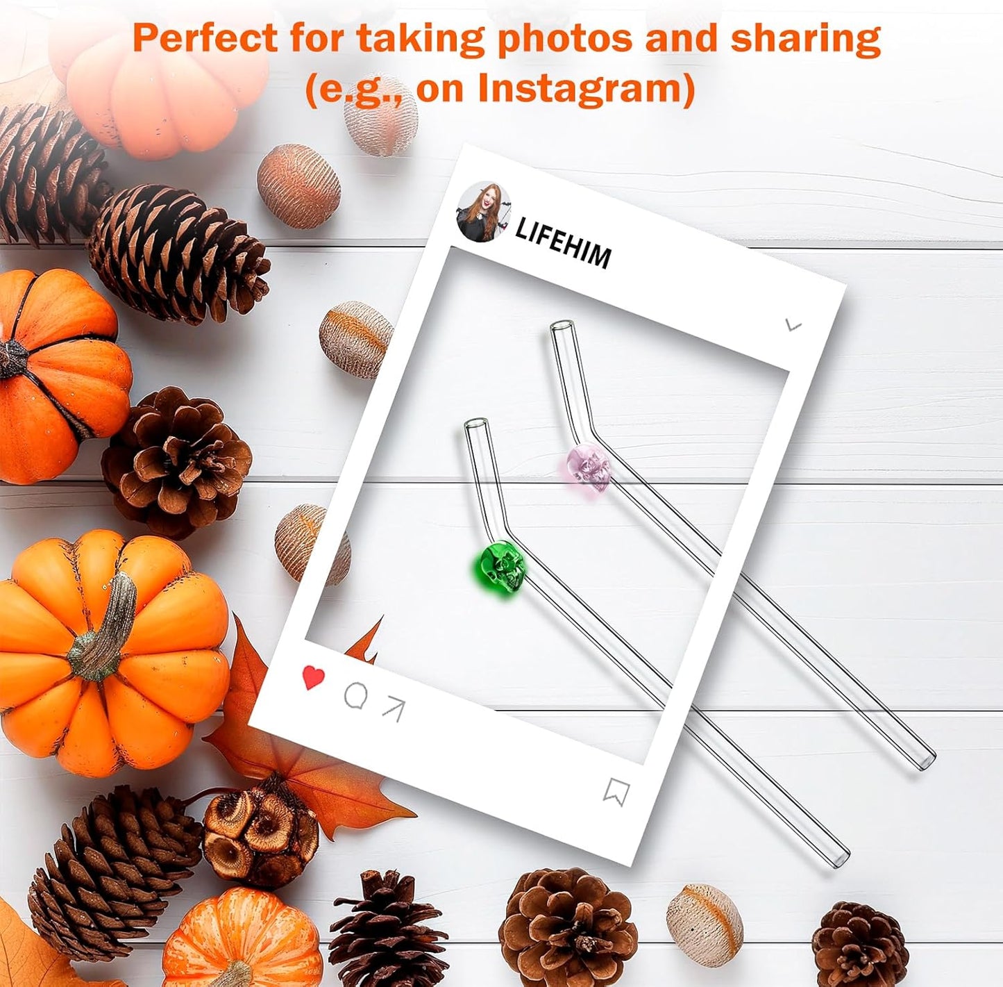 Fun Halloween Glass Straws with Charms Cute - Clear Straws Reusable: Royal Purple Limited Edition Bent 8mm 9 inch Borosilicate Set, BPA Free for Hot & Cold Drinks, Fits 16oz & 20oz Tumblers
