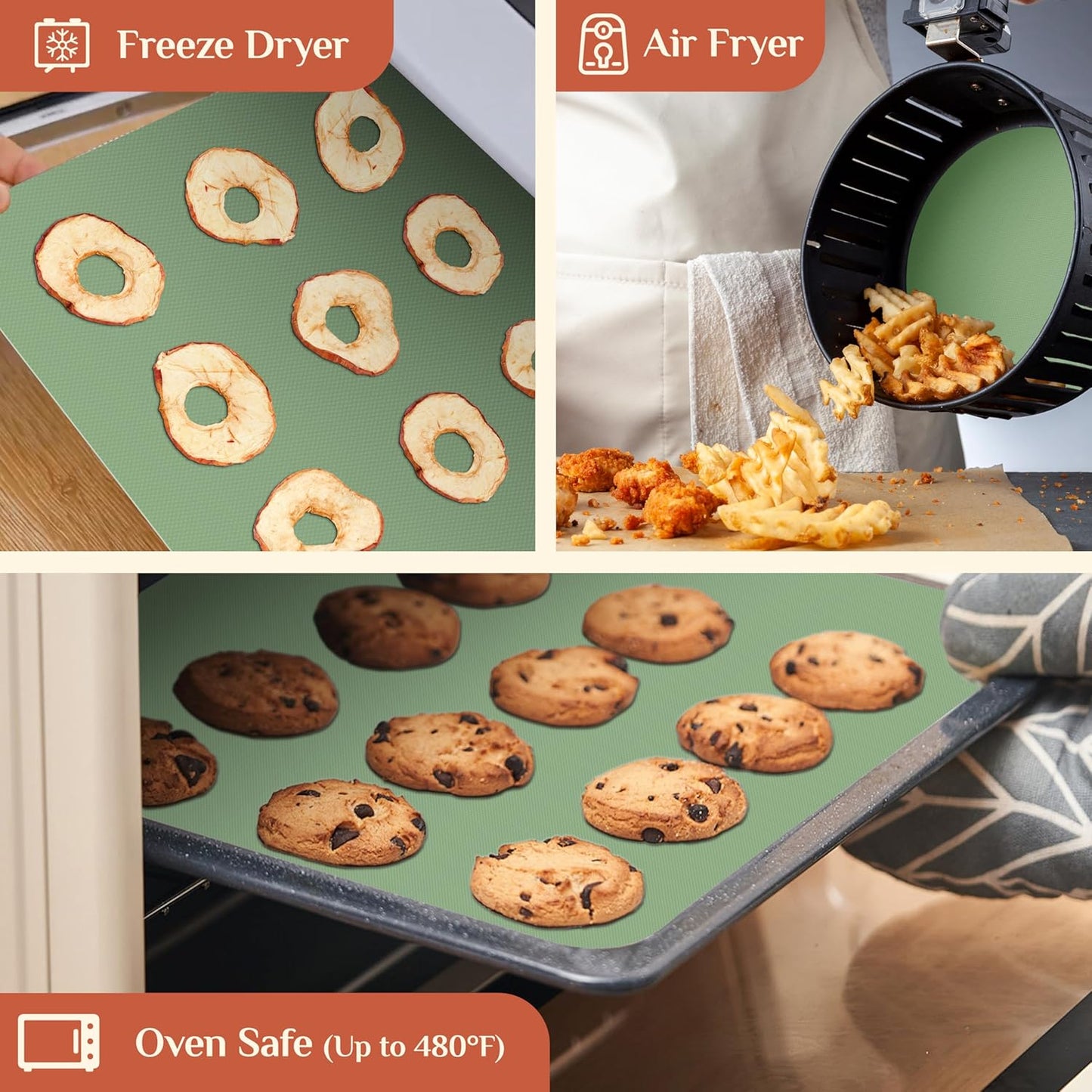 Silicone Baking Mat, 20 IN x 6 FT Free Cutting Baking Sheet,Non-Stick Reusable Dough & Pastry Mat,Non-Slip Silicone Mat Roll for Air Fryer Liner,Freeze Dryer,Oven Baking Pan,Kitchen Counter