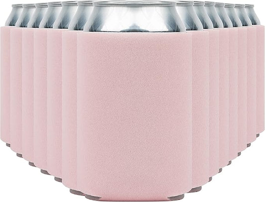 Blank Beer Can Cooler Sleeves (110-Pack) Soft Insulated Beer Can Coolies - HTV Friendly Blank Koolies in Bulk for Beer Cans & Bottles - Coolie Blanks for Vinyl Projects & Wedding Favors (Blush)