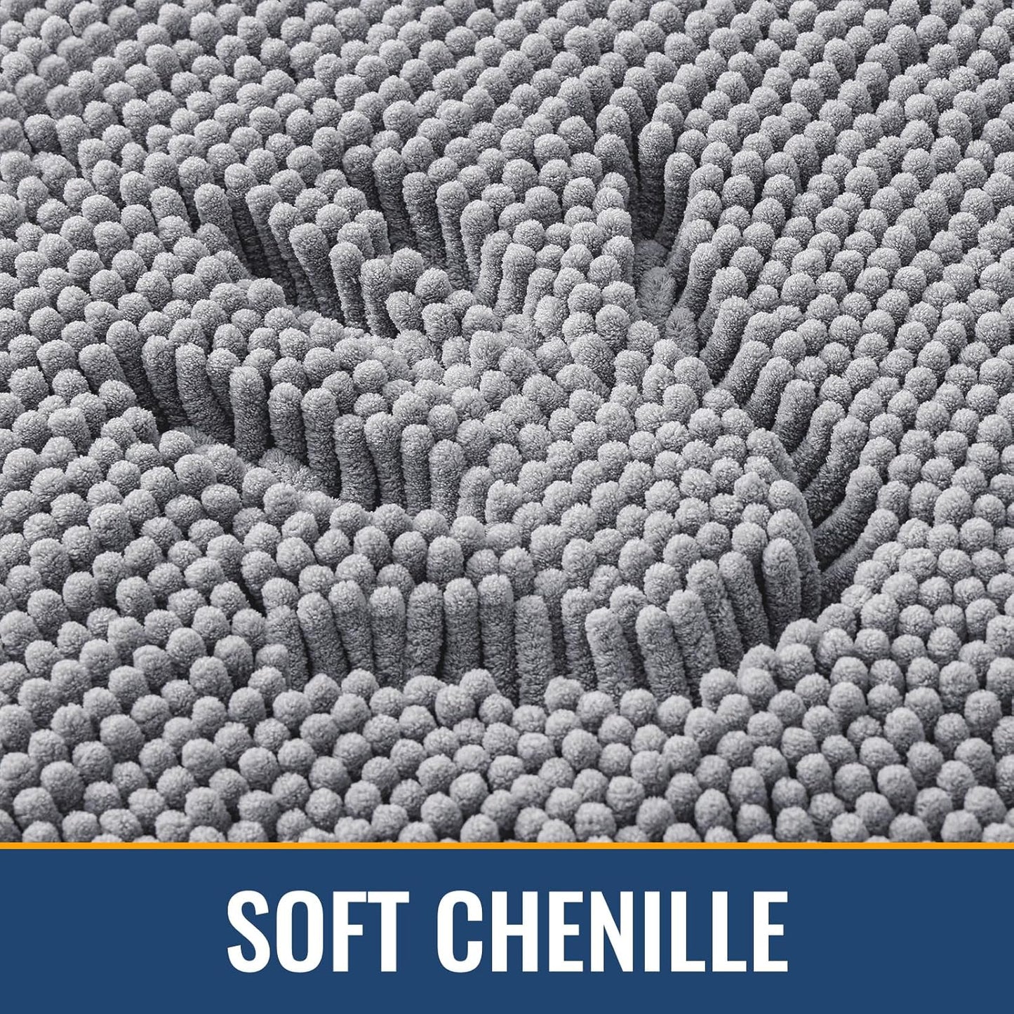 Arotive Bathroom Rugs 36x24, Extra Soft Absorbent Shaggy Chenille Bath Rugs, Machine Washable Rubber Backing Non-Slip Bath Mats for Bathroom Floor Tub and Shower, Home Decor Accessories, Grey